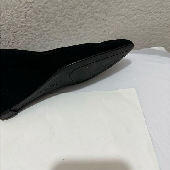 Salvatore Ferragamo Black Wedge Heels 8A - Picture 5 of 15